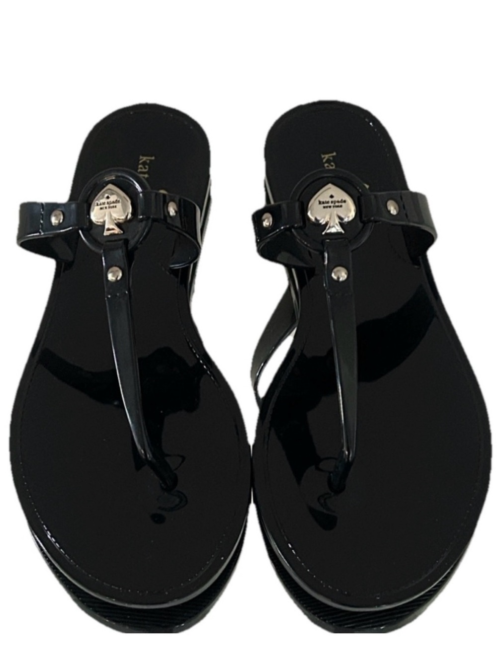 KATE SPADE Kendall T-Strap Jelly Sandal Black Size 8 Women’s